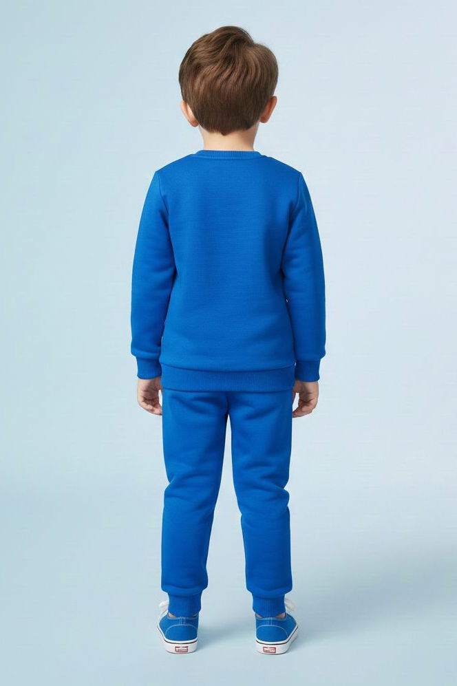 Erkek Çocuk Mavi Baskılı İki İplik Pijama Takımı - 28193-MAVI - TOFİSA