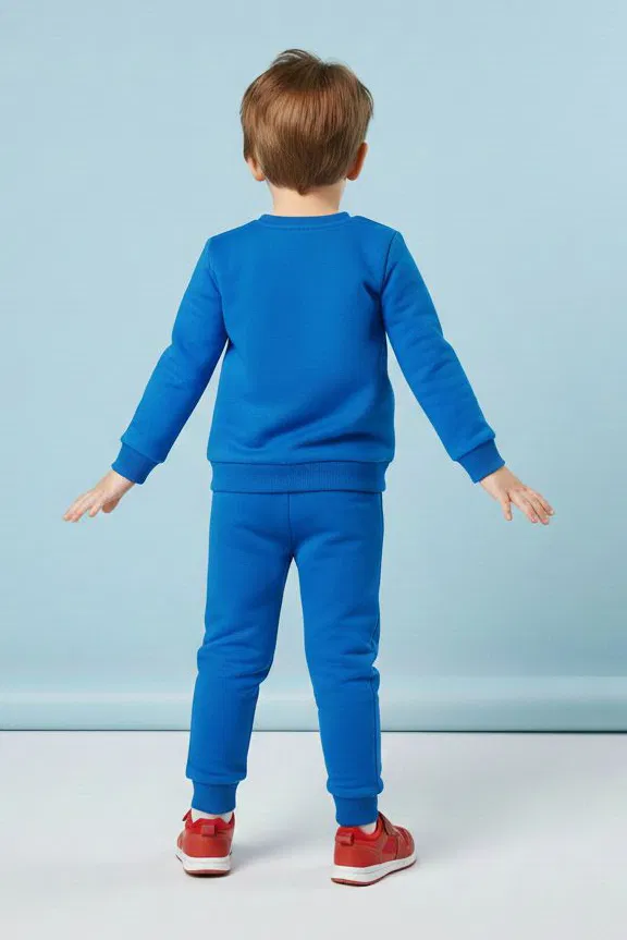 Erkek Çocuk Mavi Baskılı İki İplik Pijama Takımı - 28199-MAVI - TOFİSA