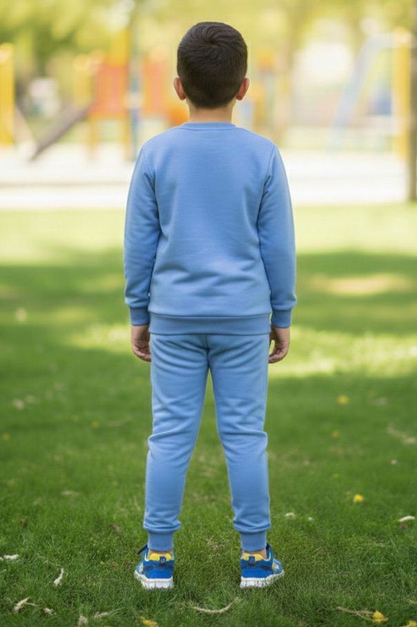 Erkek Çocuk Mavi Baskılı İki İplik Pijama Takımı - 28232-MAVI - 3