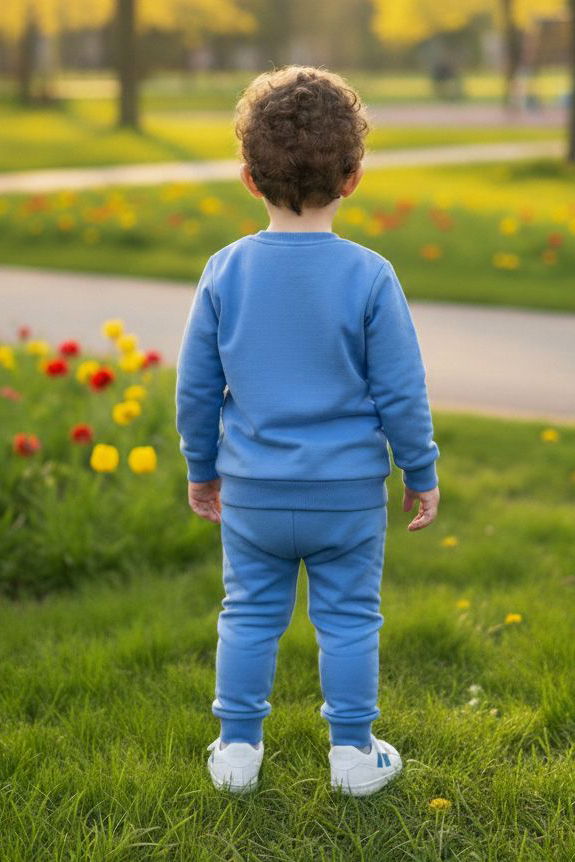 Erkek Çocuk Mavi Baskılı İki İplik Pijama Takımı - 28272-MAVI - 3