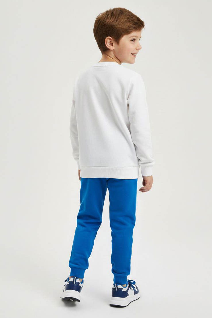 Erkek Çocuk Mavi Baskılı Şardonlu Pijama Takımı - 28242-MAVI - 2