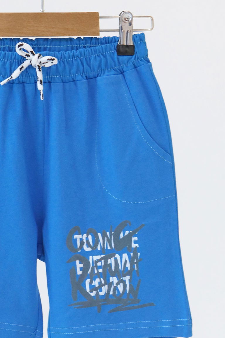 Erkek Çocuk Mavi Baskılı Şort - 27330 - TOFİSA