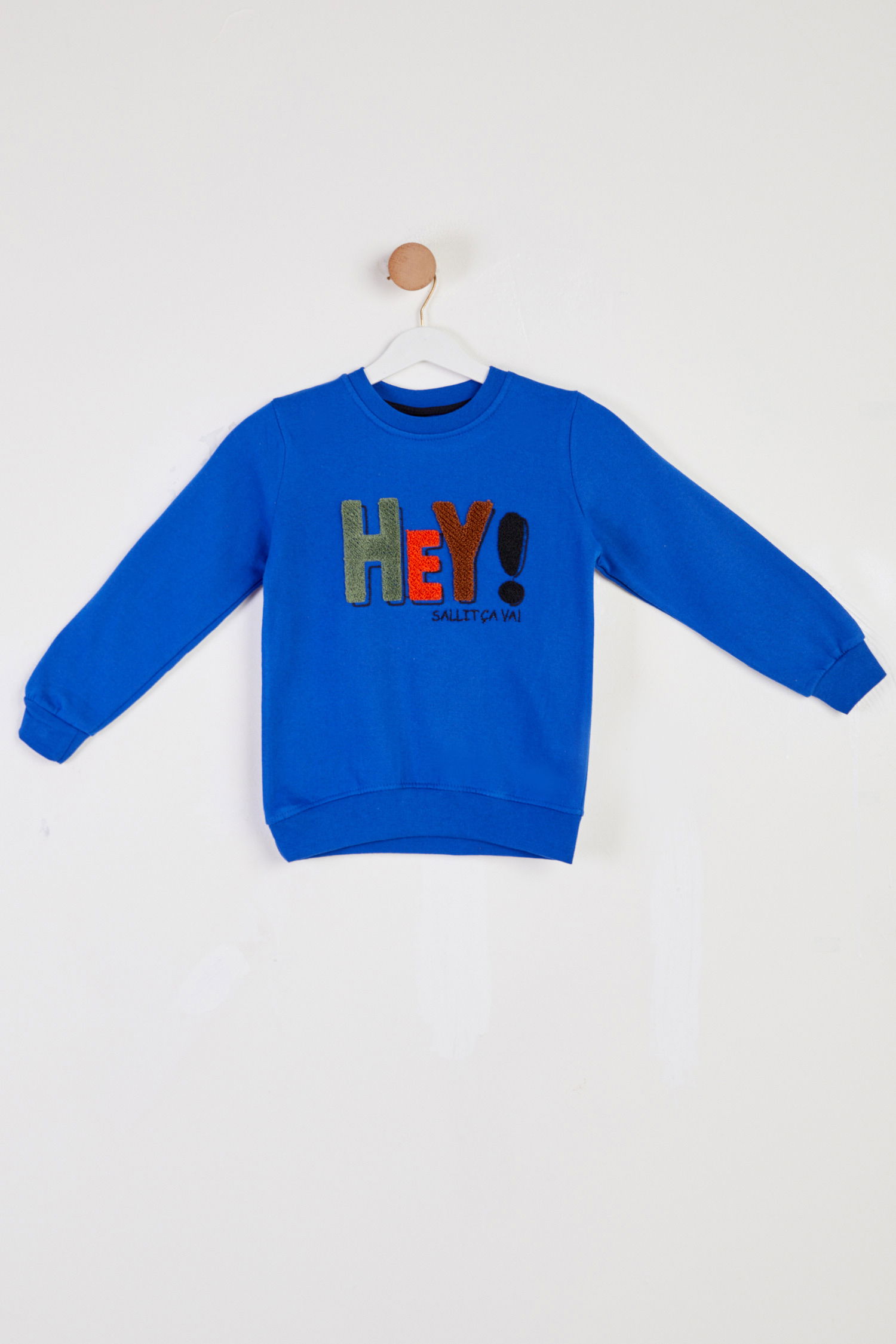 Erkek Çocuk Mavi Baskılı Sweatshirt - 26440 - 1