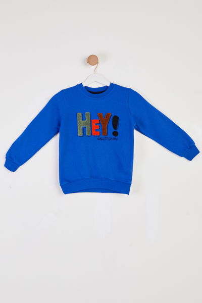 Erkek Çocuk Mavi Baskılı Sweatshirt - 26440 