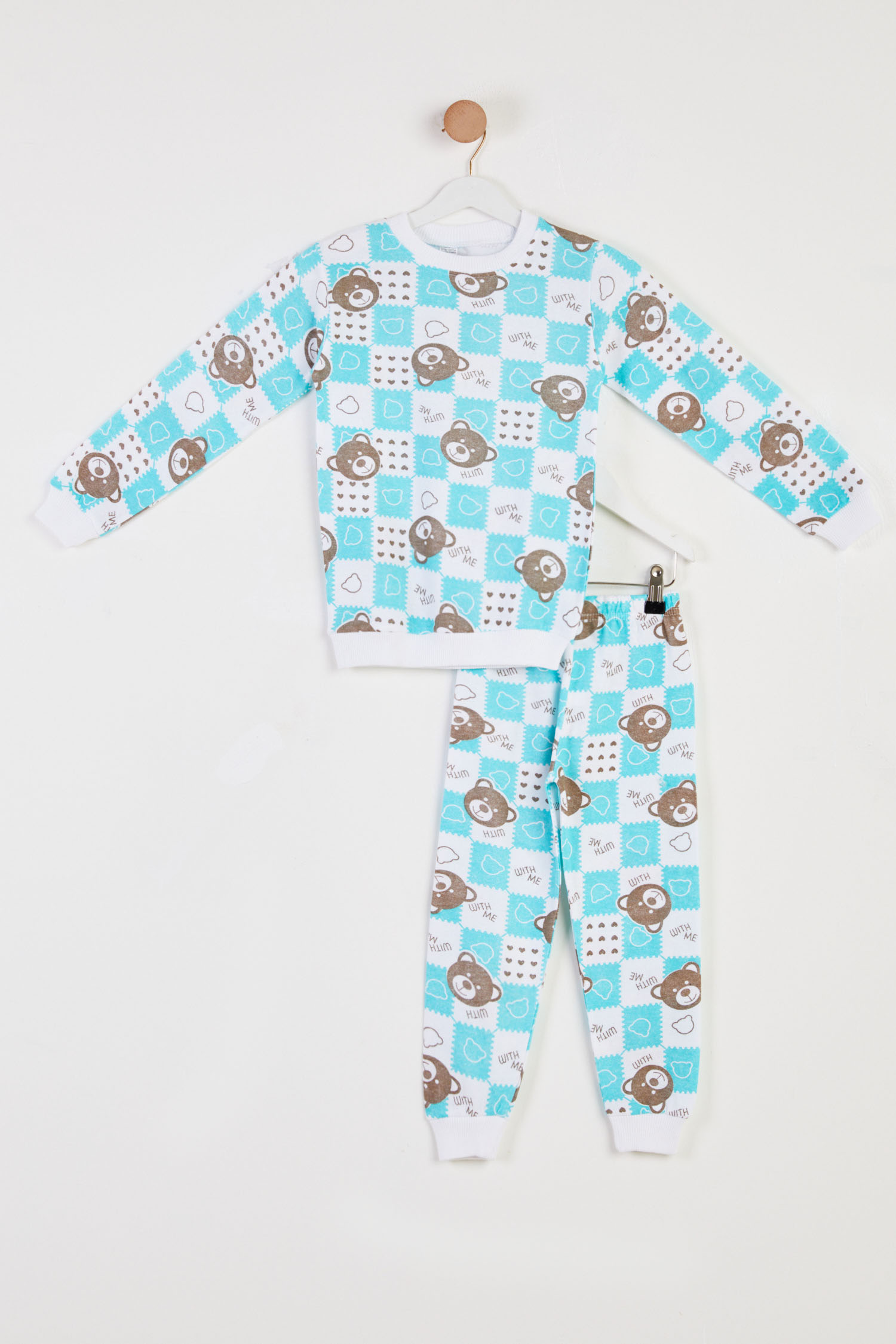 Erkek Çocuk Mint Baskılı Pijama Takımı - 26450 - 1