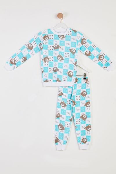 Erkek Çocuk Mint Baskılı Pijama Takımı - 26450 
