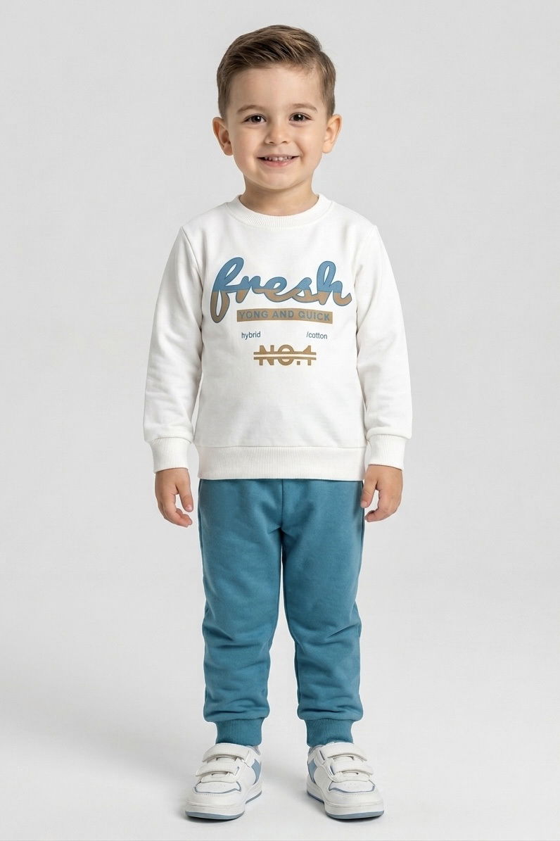 Erkek Çocuk Mint Baskılı Şardonlu İkili Takımı - 28352-MINT - 1