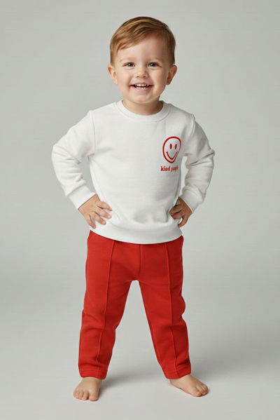 Erkek Çocuk Oranj Baskılı Şardonlu Pijama Takımı - 28131-ORANJ 