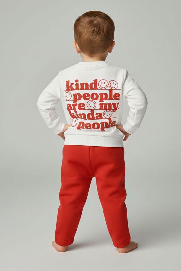 Erkek Çocuk Oranj Baskılı Şardonlu Pijama Takımı - 28131-ORANJ - TOFİSA