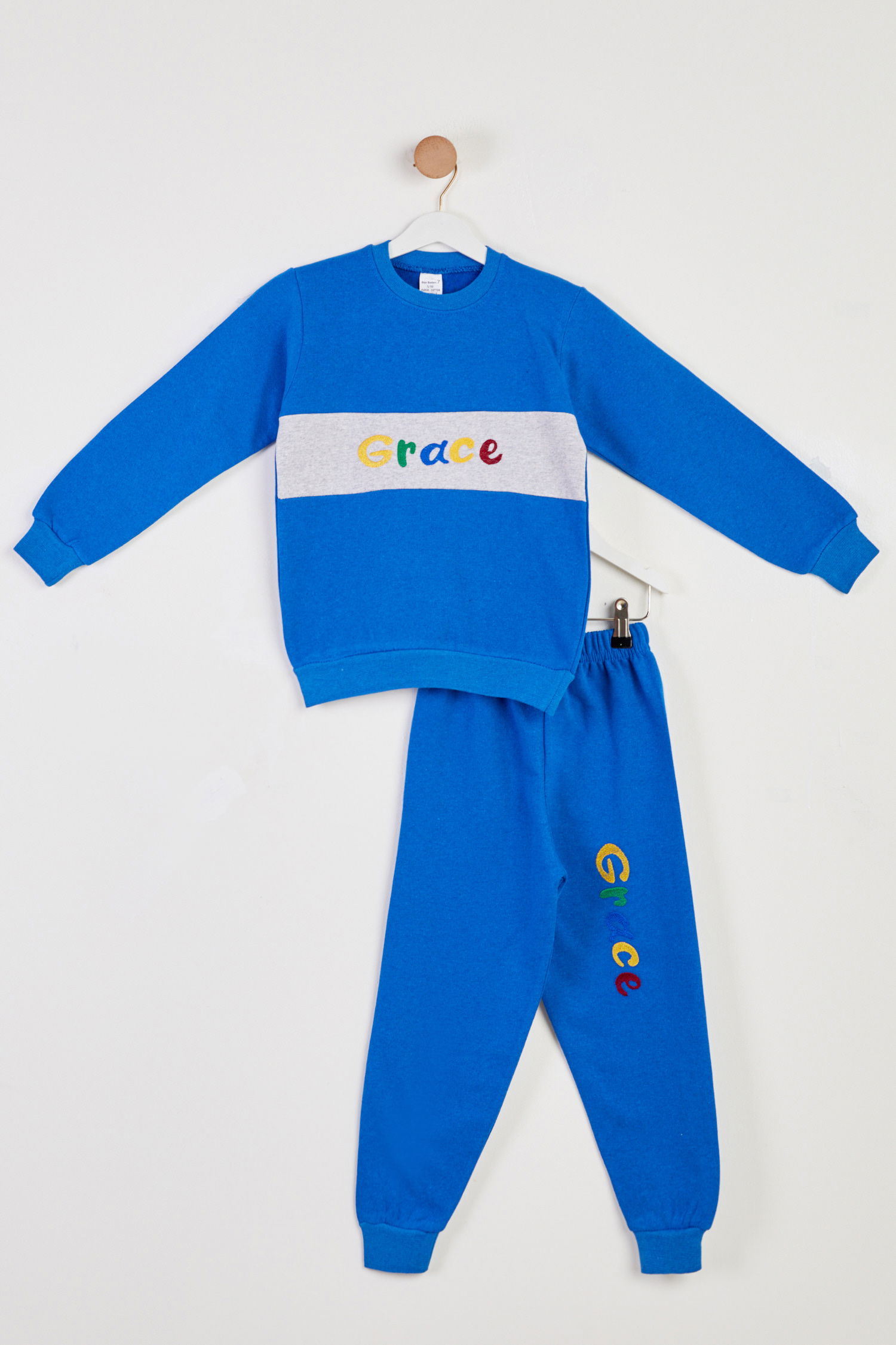 Erkek Çocuk Saks Baskılı Pijama Takımı - 26448 - 1