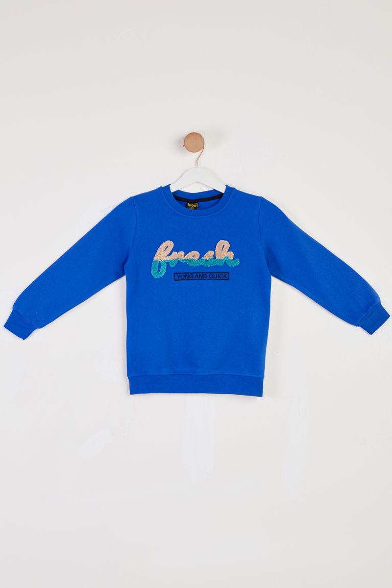 Erkek Çocuk Saks Baskılı Sweatshirt - 26438 - TOFİSA