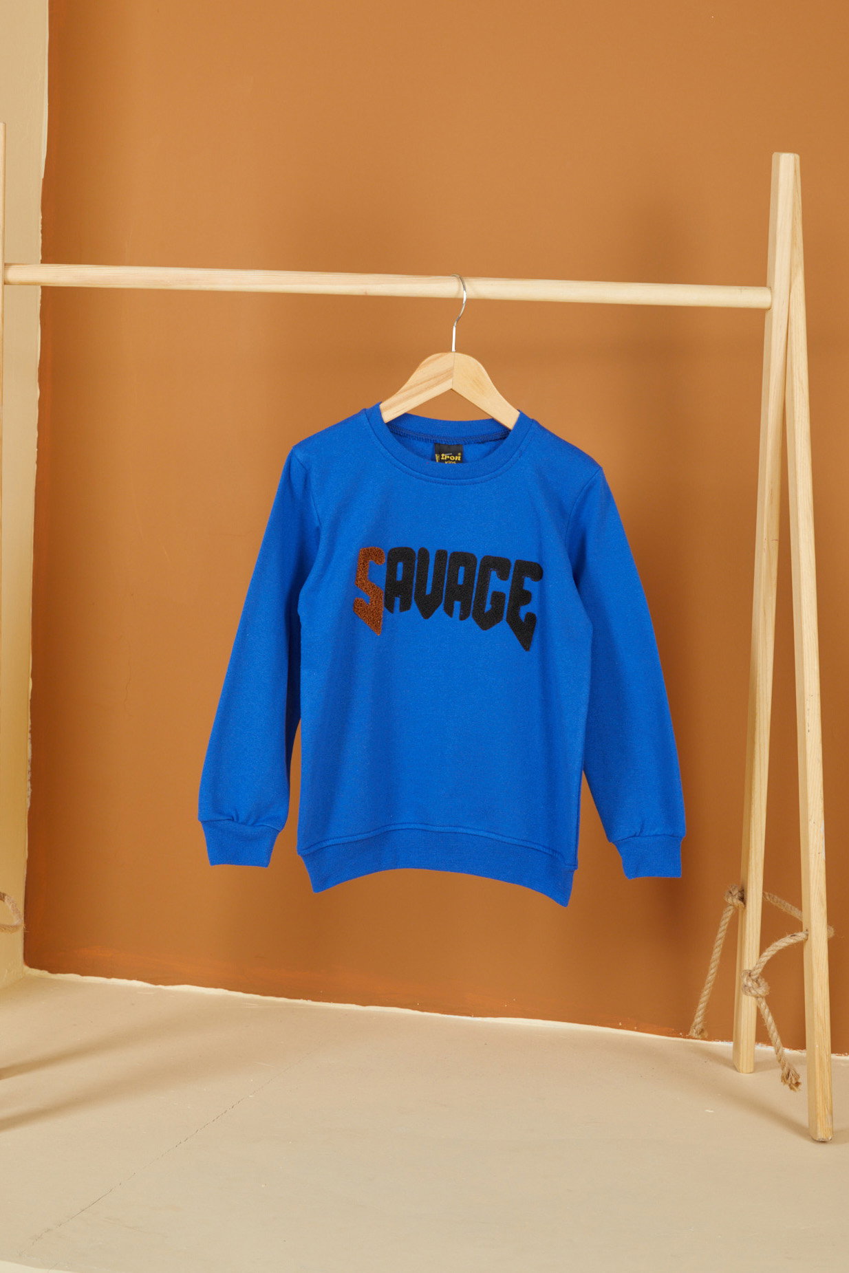 Erkek Çocuk Saks Nakışlı Sweatshirt - 26554 - 1