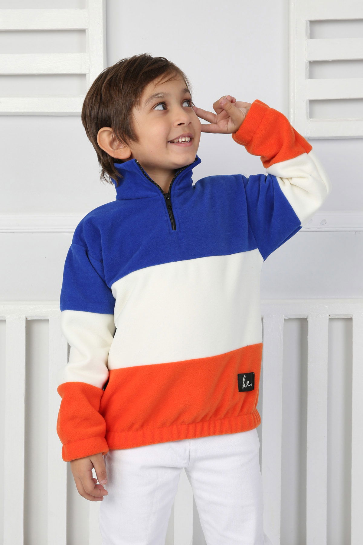 Erkek Çocuk Saks Renkli Çocuk Polar Sweat - 26724 - 2