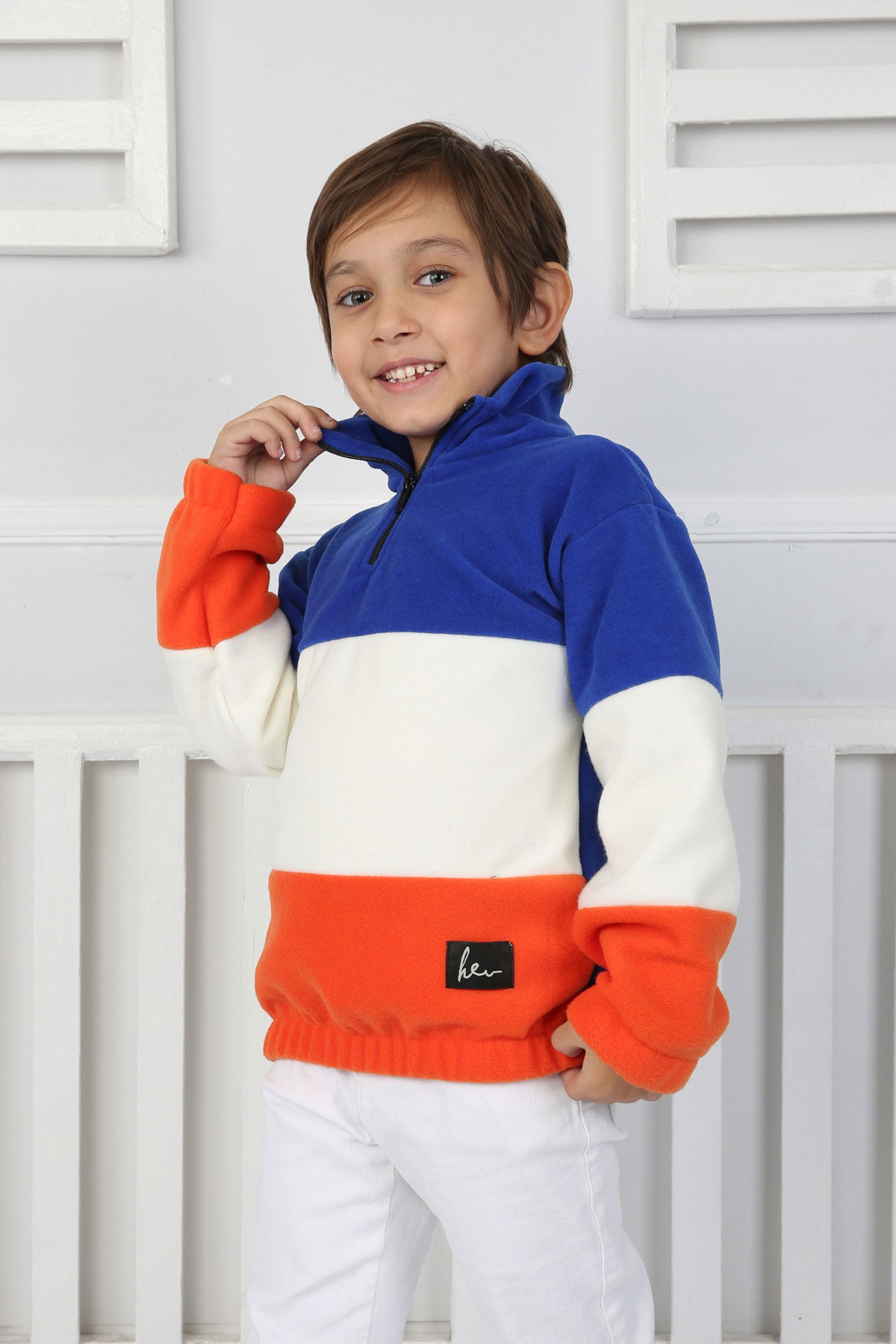 Erkek Çocuk Saks Renkli Çocuk Polar Sweat - 26724 - 3