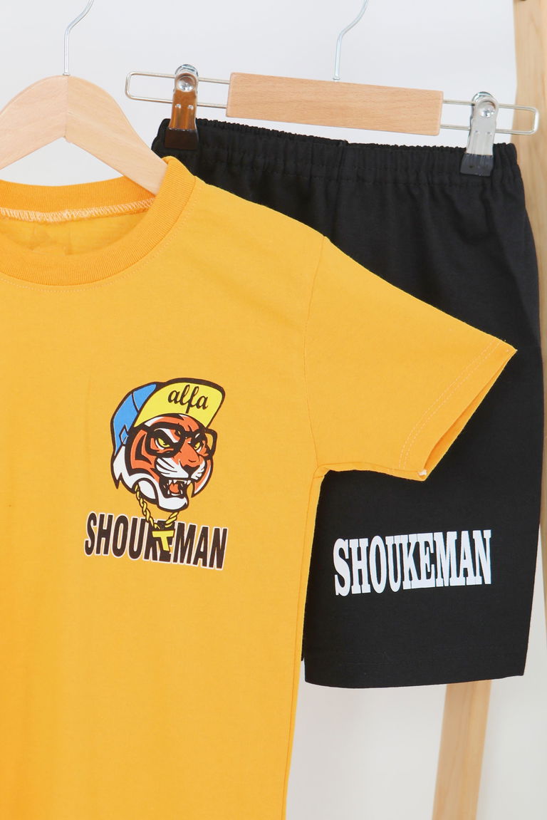 Erkek Çocuk Sari Baskılı Eşofman Takımı - 27451 - TOFİSA