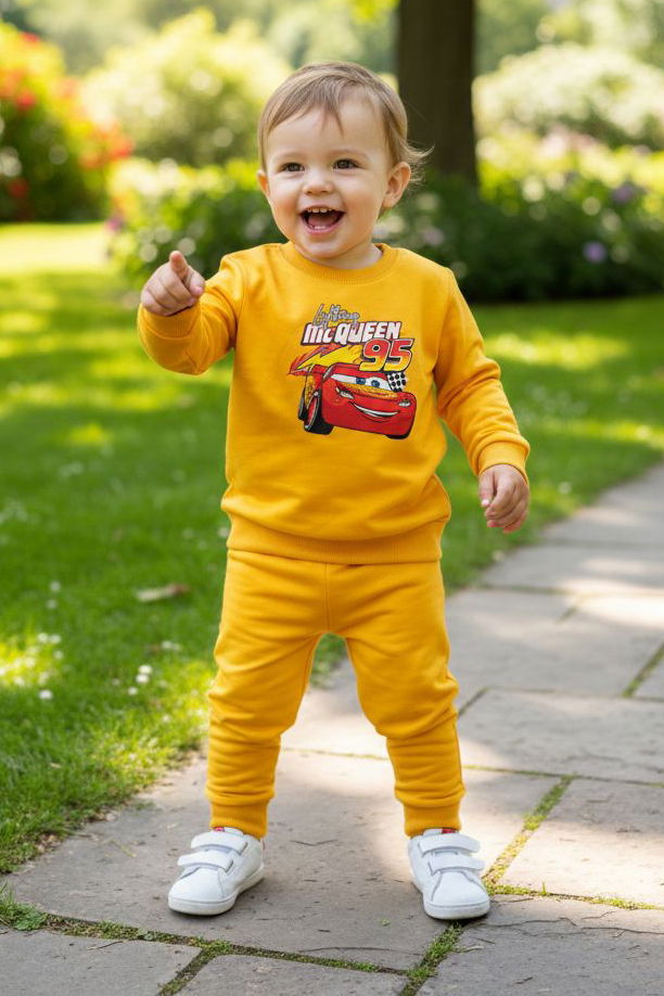 Erkek Çocuk Sari Baskılı İki İplik Pijama Takımı - 28272-SARI - 1