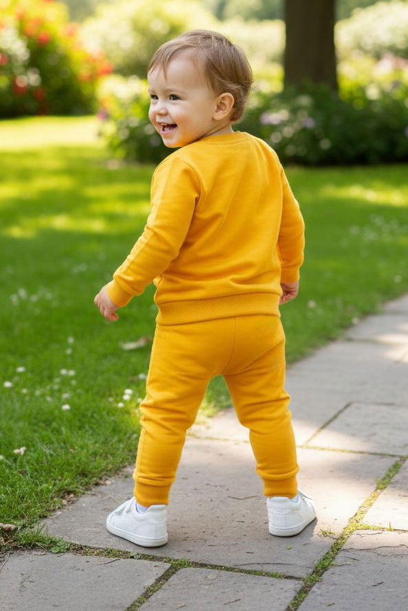 Erkek Çocuk Sari Baskılı İki İplik Pijama Takımı - 28272-SARI - 2