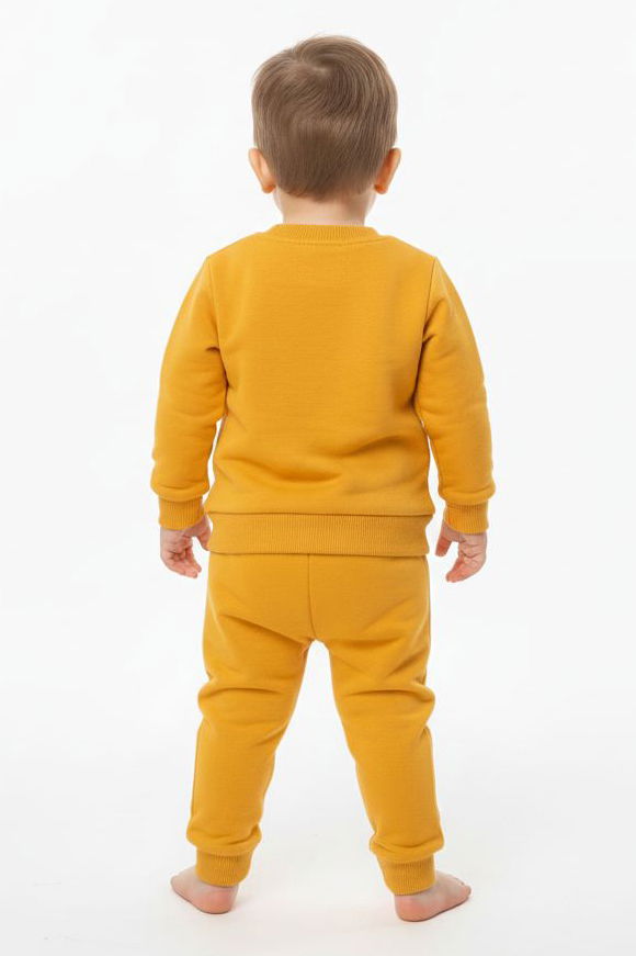 Erkek Çocuk Sari Baskılı Şardonlu Eşofman Takımı - 28103-SARI - 2