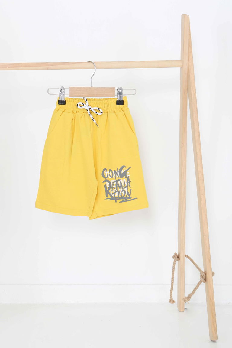 Erkek Çocuk Sari Baskılı Şort - 27330 - TOFİSA