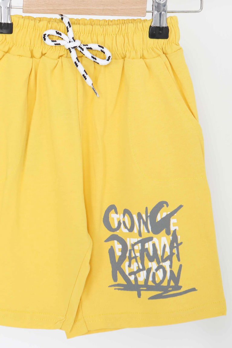 Erkek Çocuk Sari Baskılı Şort - 27330 - TOFİSA