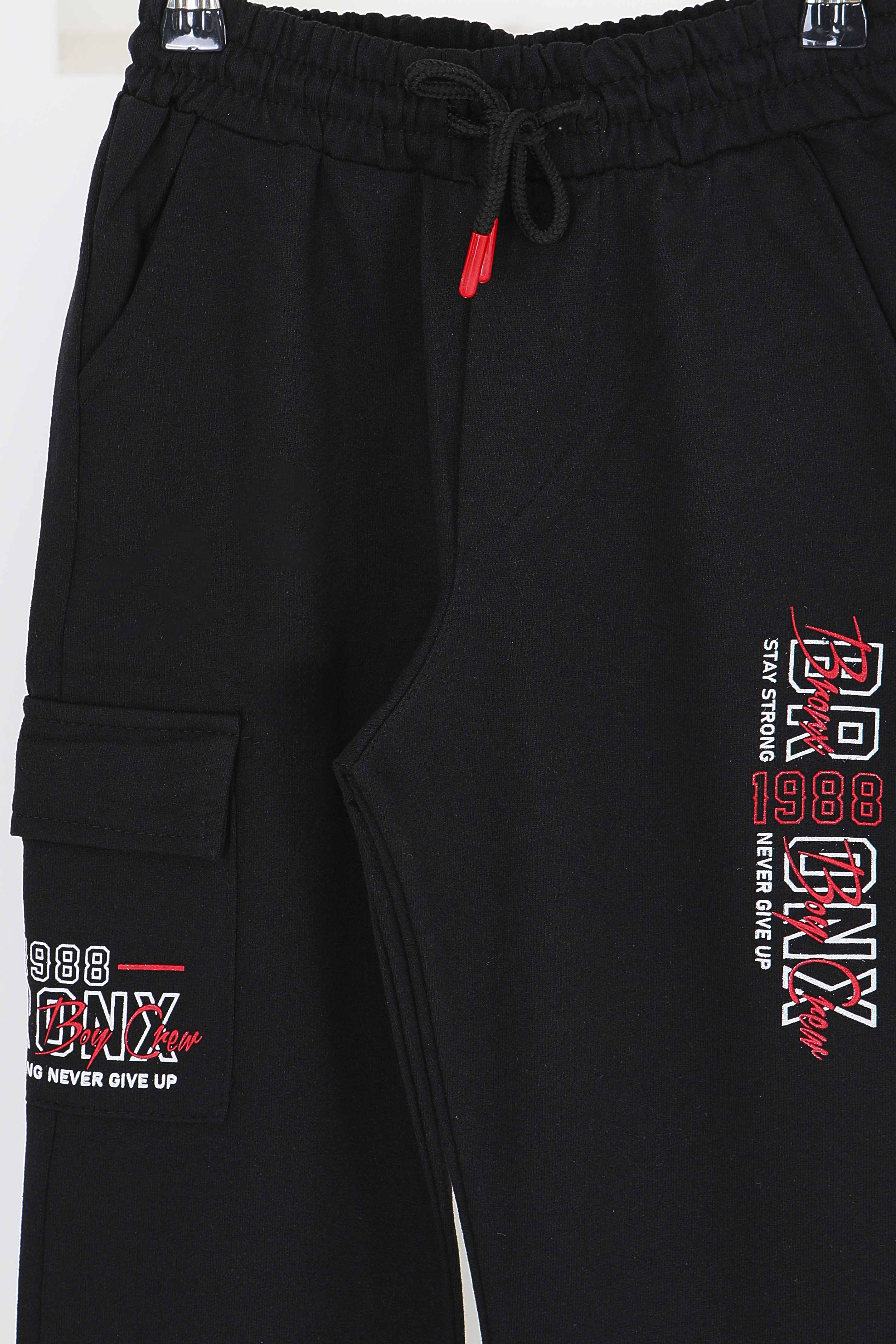 Erkek Çocuk Siyah Baskılı Eşofman Altı - 27579 - 2