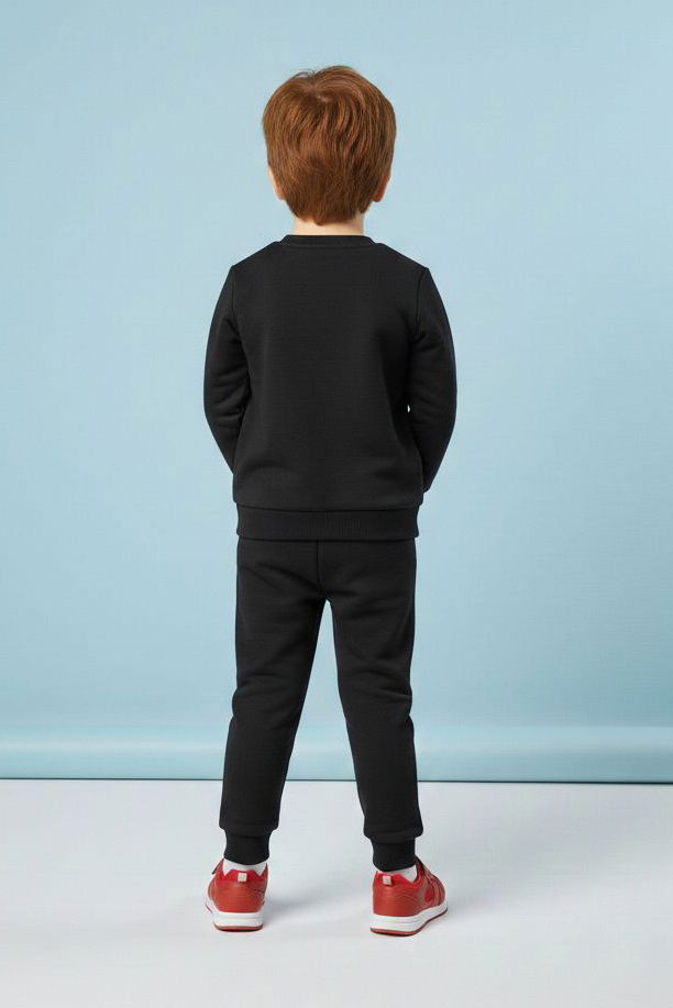 Erkek Çocuk Siyah Baskılı İki İplik Pijama Takımı - 28199-SIYAH - 3