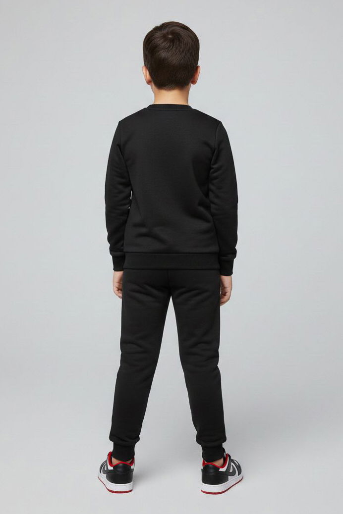 Erkek Çocuk Siyah Baskılı İki İplik Pijama Takımı - 28231-SIYAH - 3