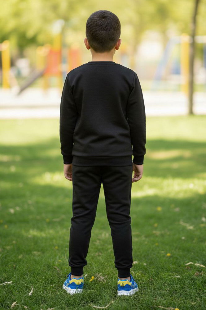 Erkek Çocuk Siyah Baskılı İki İplik Pijama Takımı - 28232-SIYAH - 2