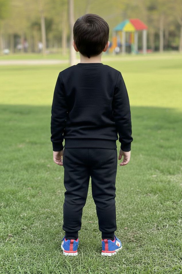 Erkek Çocuk Siyah Baskılı İki İplik Pijama Takımı - 28272-SIYAH - 3