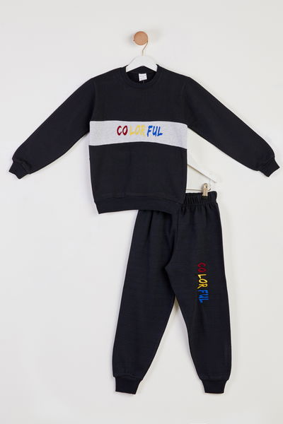 Erkek Çocuk Siyah Baskılı Pijama Takımı - 26444 
