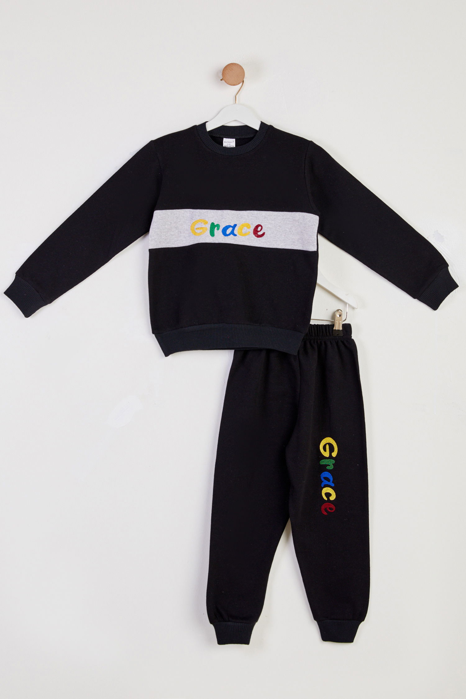 Erkek Çocuk Siyah Baskılı Pijama Takımı - 26448 - 1
