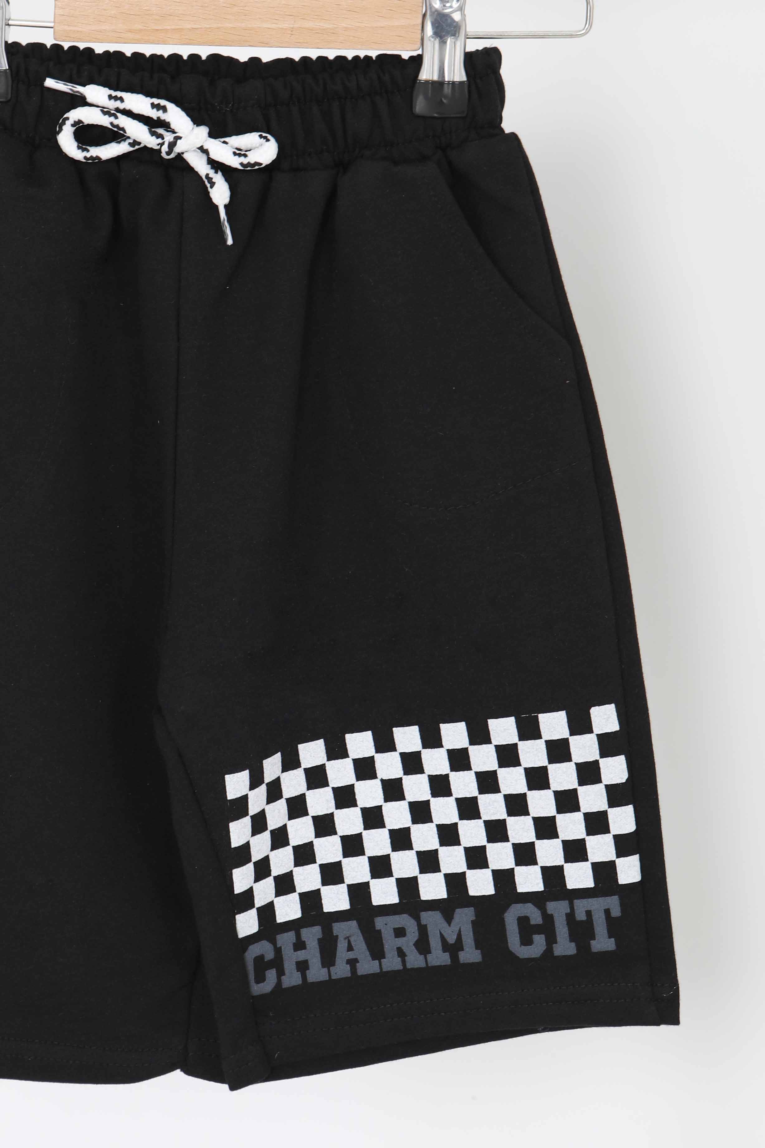 Erkek Çocuk Siyah Baskılı Şort - 27339 - 2