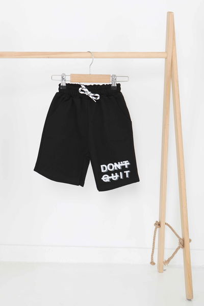 Erkek Çocuk Siyah Baskılı Şort - 27340 