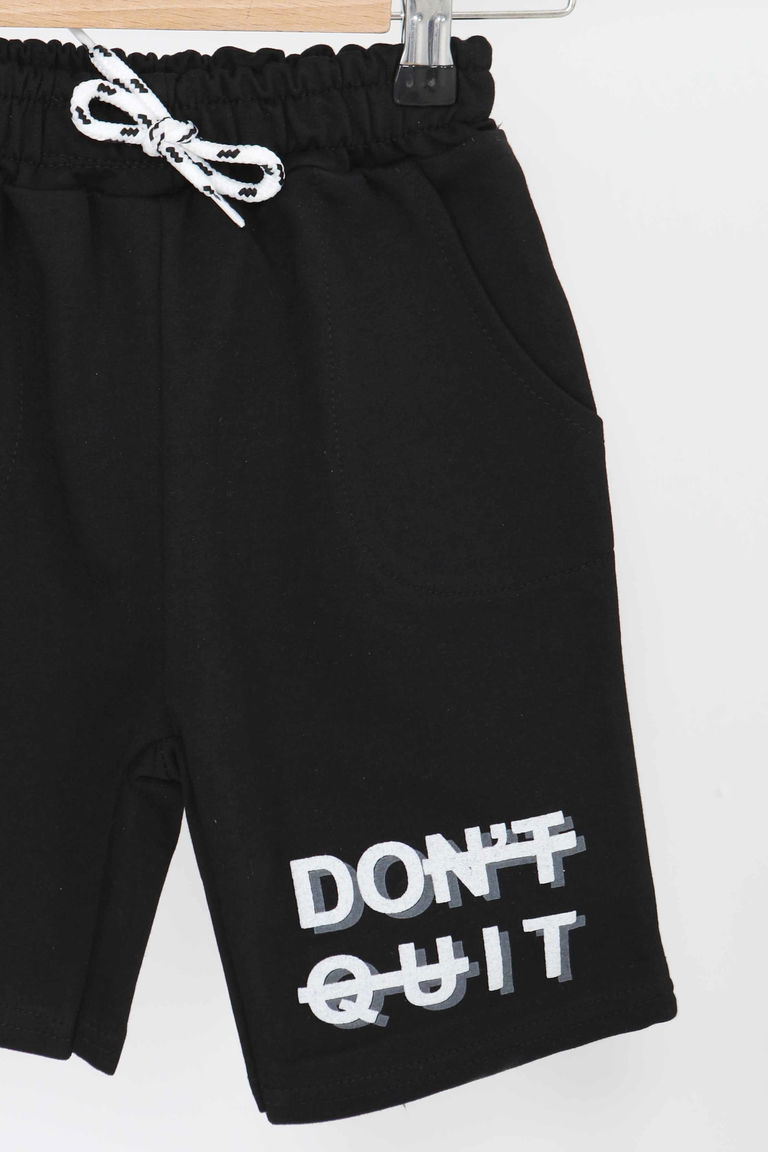 Erkek Çocuk Siyah Baskılı Şort - 27340 - TOFİSA