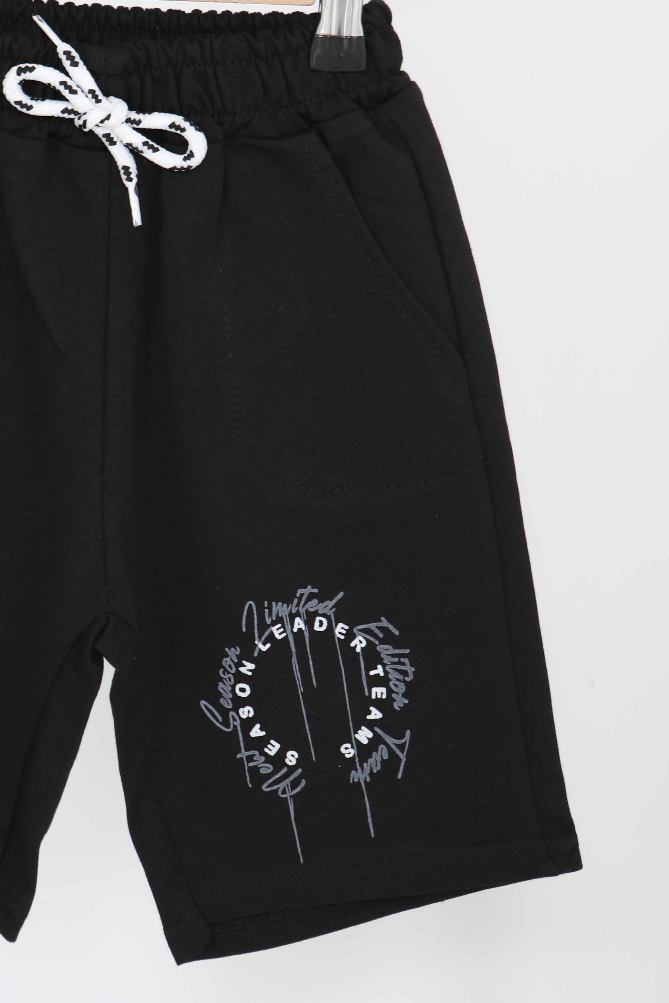 Erkek Çocuk Siyah Baskılı Şort - 27342 - 2