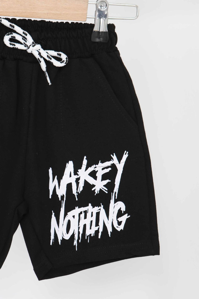 Erkek Çocuk Siyah Baskılı Şort - 27343 - TOFİSA