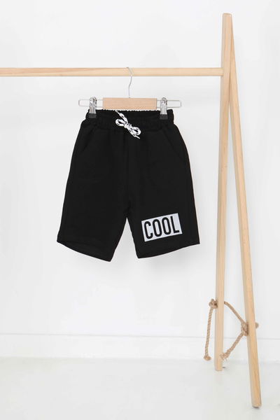 Erkek Çocuk Siyah Baskılı Şort - 27344 