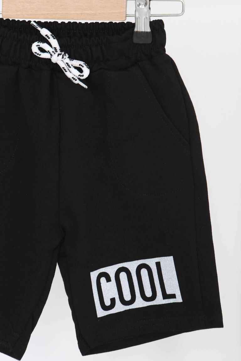 Erkek Çocuk Siyah Baskılı Şort - 27344 - TOFİSA