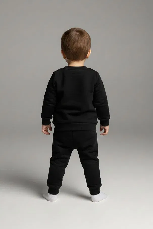 Erkek Çocuk Siyah Kanguru Cepli Takım - 28191-SIYAH - TOFİSA