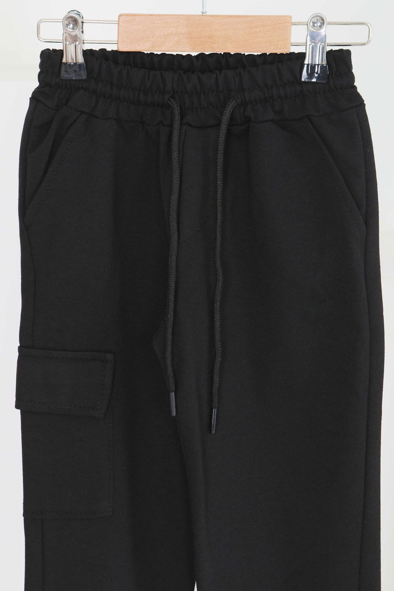 Erkek Çocuk Siyah Kargo Cep Eşofman Altı - 27452 - TOFİSA