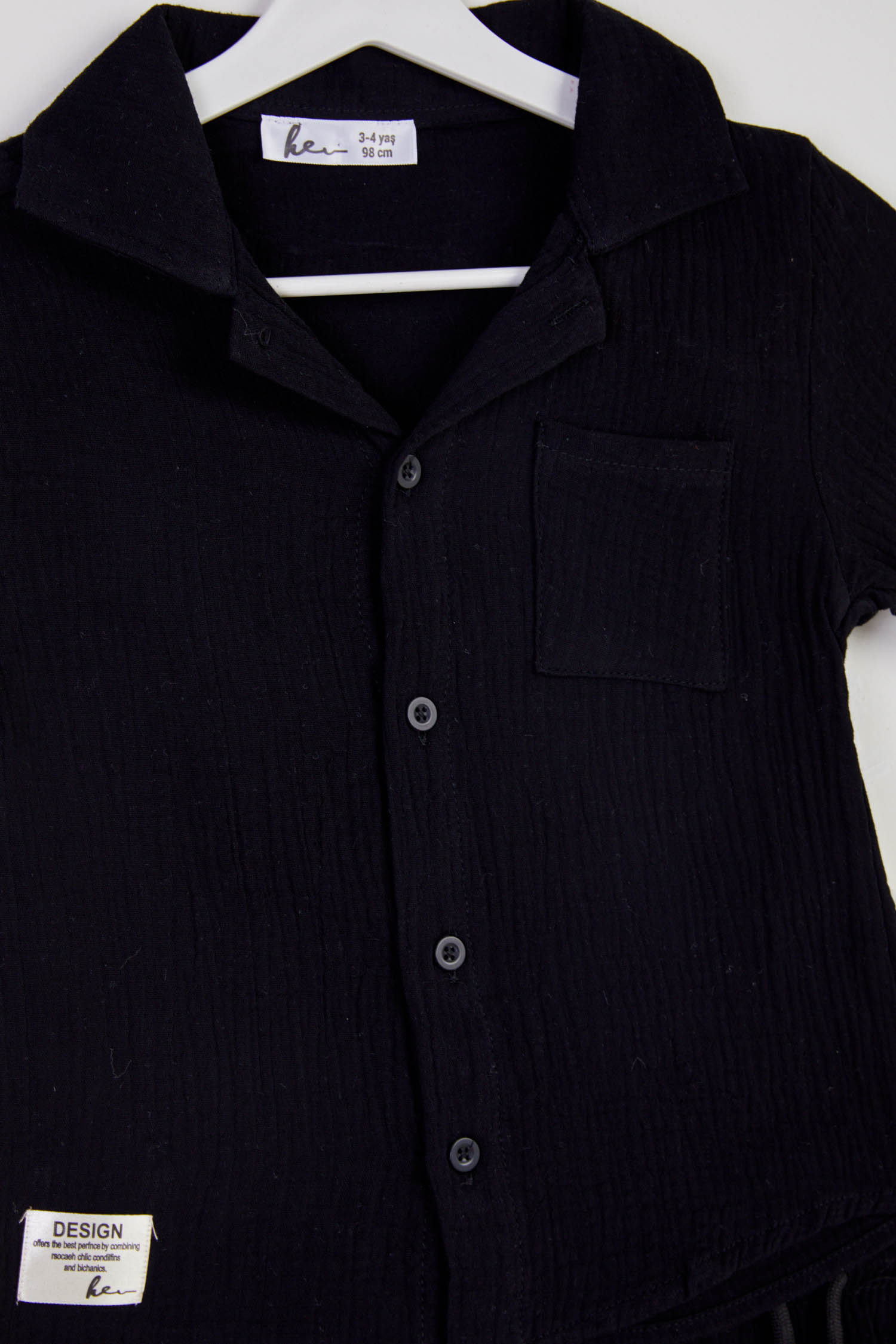 Erkek Çocuk Siyah Şortlu Gömlekli Takım - 25778 - 2