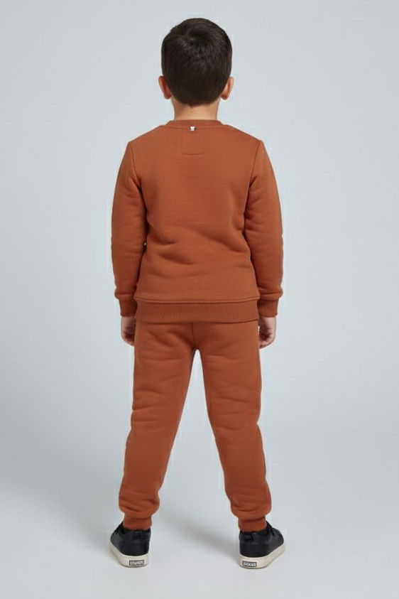 Erkek Çocuk Taba Baskılı Şardonlu Pijama Takımı - 28097-TABA - 2