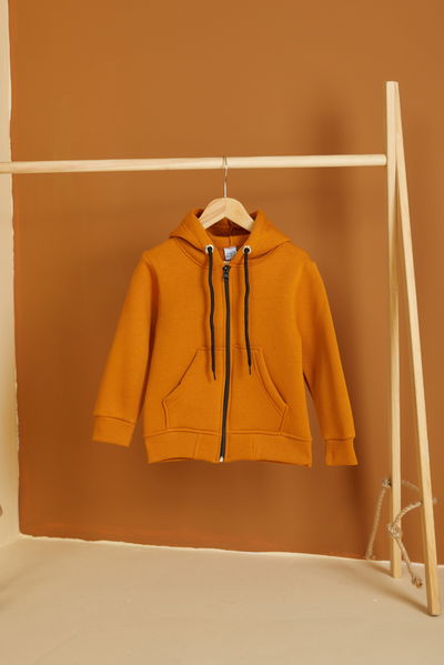 Erkek Çocuk Taba Fermuarlı sweatshirt - 26557 