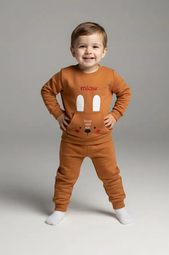 Erkek Çocuk Taba Kanguru Cepli Takım - 28191-TABA - TOFİSA