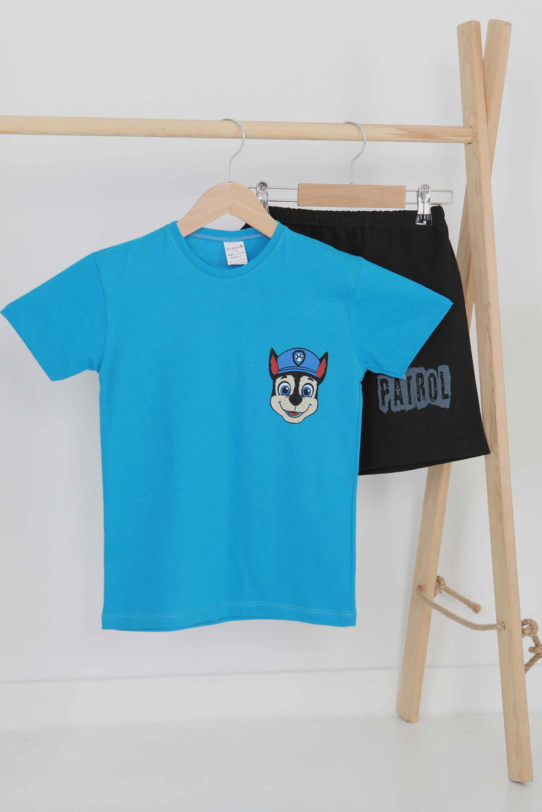 Erkek Çocuk Turkuaz Baskılı Eşofman Takımı - 27497 - TOFİSA