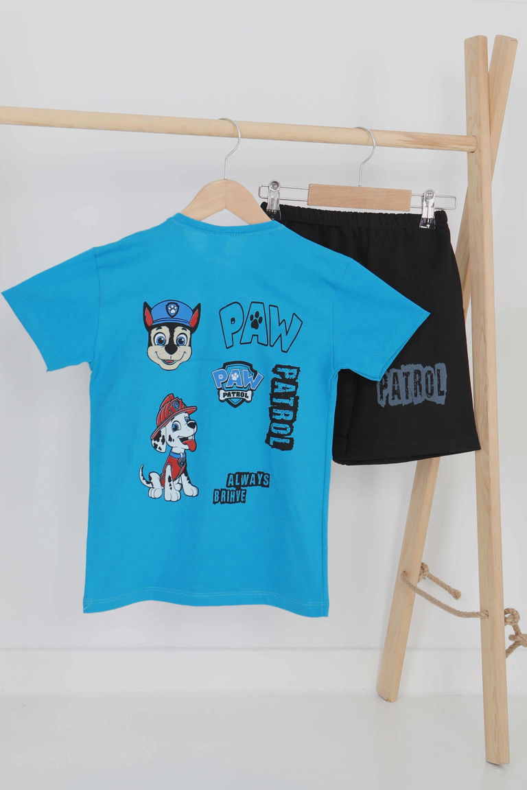 Erkek Çocuk Turkuaz Baskılı Eşofman Takımı - 27497 - TOFİSA