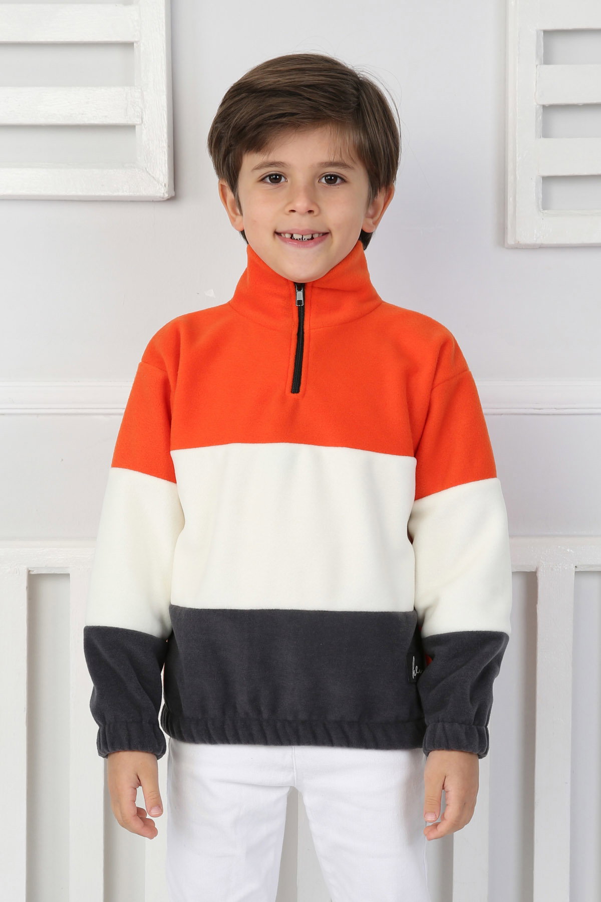 Erkek Çocuk Turuncu Renkli Çocuk Polar Sweat - 26724 - 1