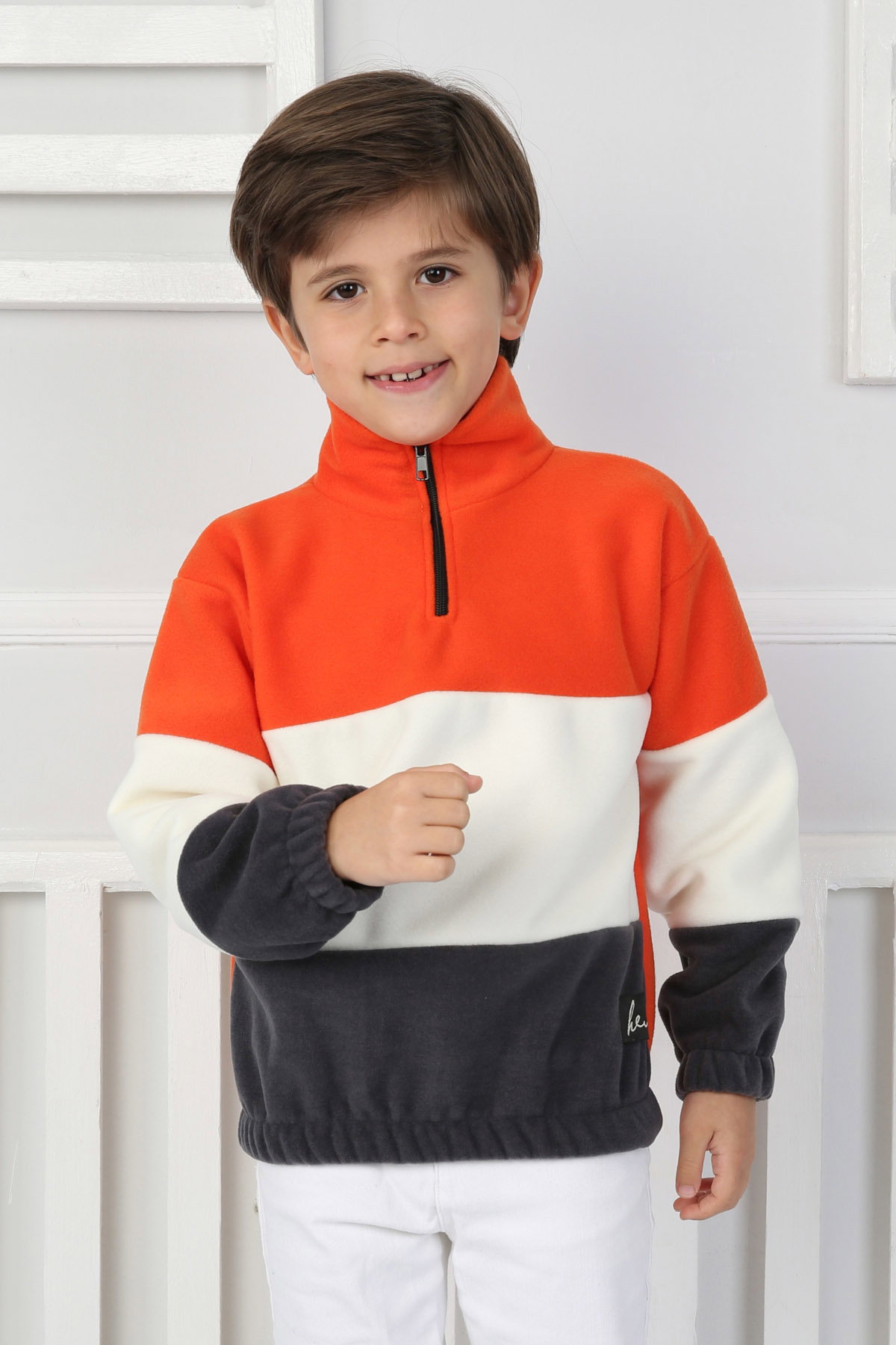 Erkek Çocuk Turuncu Renkli Çocuk Polar Sweat - 26724 - 2