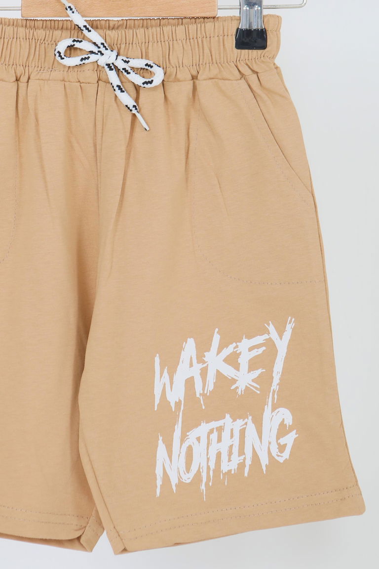 Erkek Çocuk Vizon Baskılı Şort - 27343 - TOFİSA