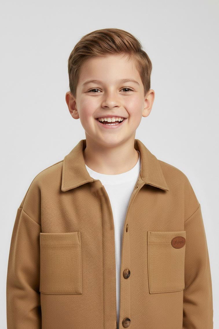 Erkek Çocuk Vizon Çitf Cepli Ceket - 27961-VIZON - TOFİSA